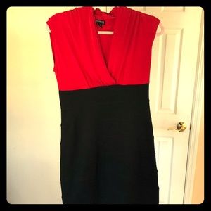 Red and black cocktail dress